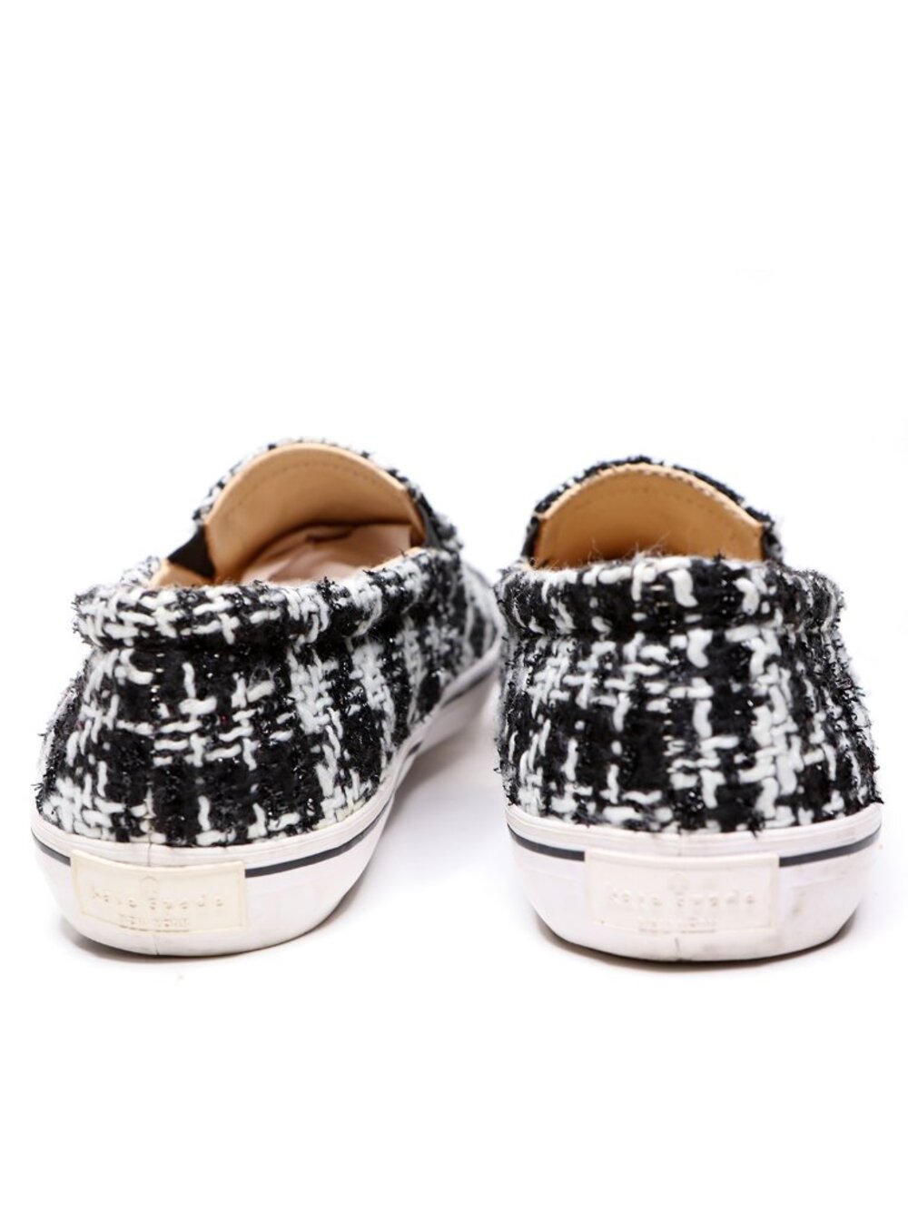 Kate Spade Slater Tweed Crystal Embellished Slip On Sneakers Black White 8.5 - Picture 10 of 13